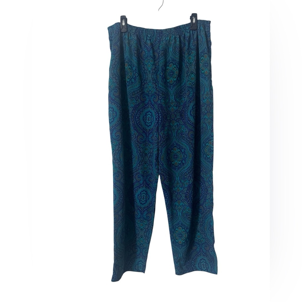 Victoria's Secret Vintage Gold Label Blue and Green Paisley 80s Pajama Pants